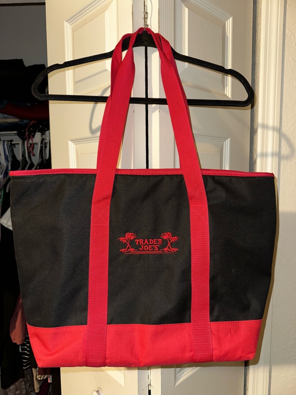 Trader Joe's Black Cool Tote with Red Trim
